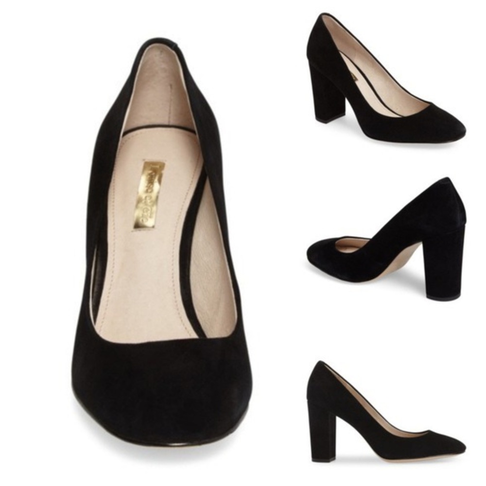 Louise Et Cie Jianna Black Suede Stacked Heels